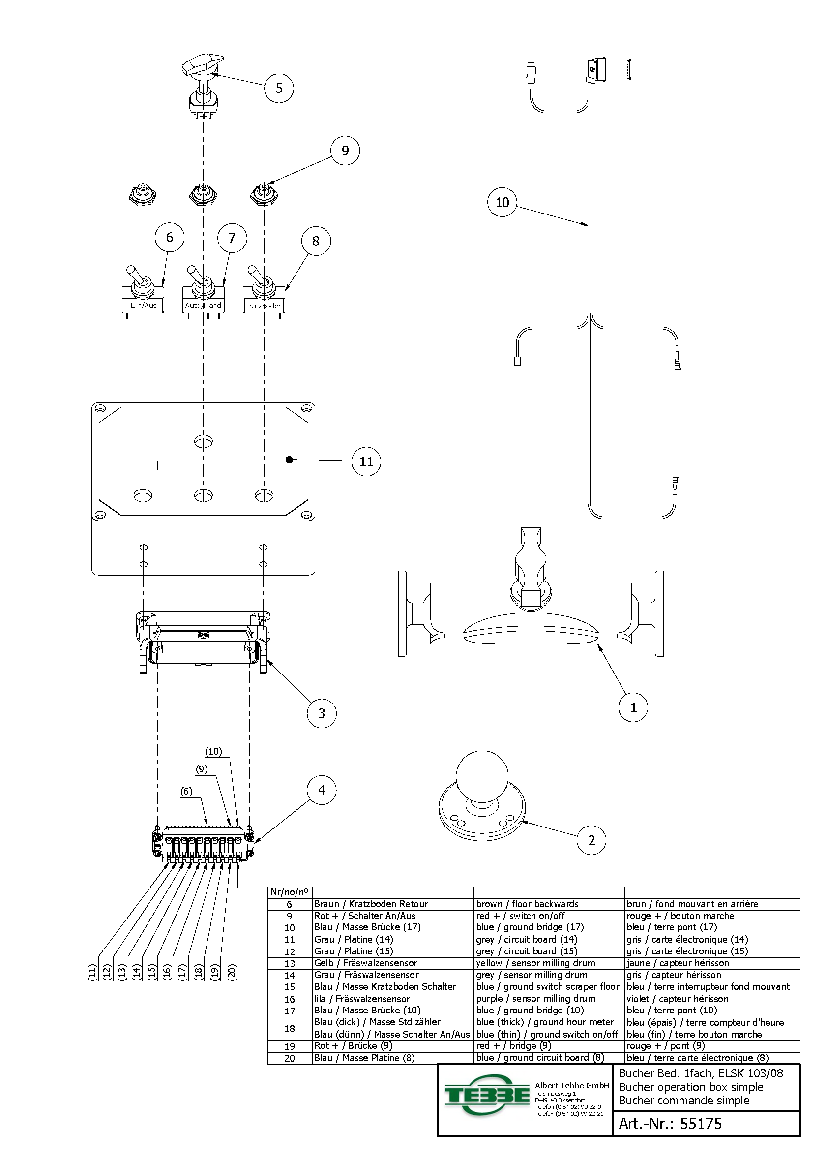 Bucher bediening 1-voudig ELSK